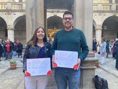 The students Marta Gili and Antoni Marzoa awarded the Sant Jordi 2024 awards of the Institute of Catalan Studies